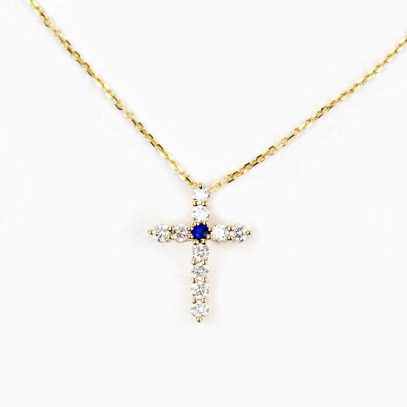 Heart of Mary Diamond and Sapphire Necklace