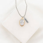Miraculous Bead Ball Necklace silver and gold rim medal with silver tone miracles charm tag on bead ball necklace