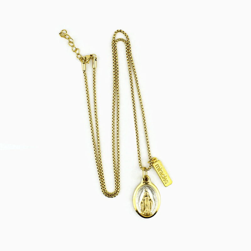 Lourdes Miraculous Mary Necklace over head