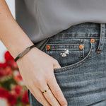 Armor of Faith Pocket Pin worn in a coin pocket in denim jeans