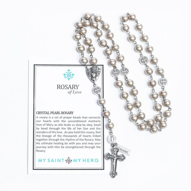 Rosary of Love Crystal Pearl Rosary with product card