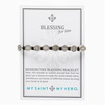 Benedictine Blessing Bracelet for Men on My Saint My Hero Inspirational Card - "Wear this bracelet to remind yourself that God has given you a mission to make the world a better place, and that you can fulfill that mission by using your hands to do good."