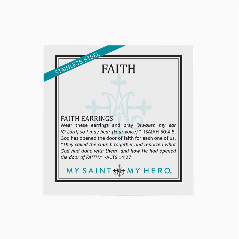 Faith Petite Cross Cubic Zirconia Hoop Earrings card front