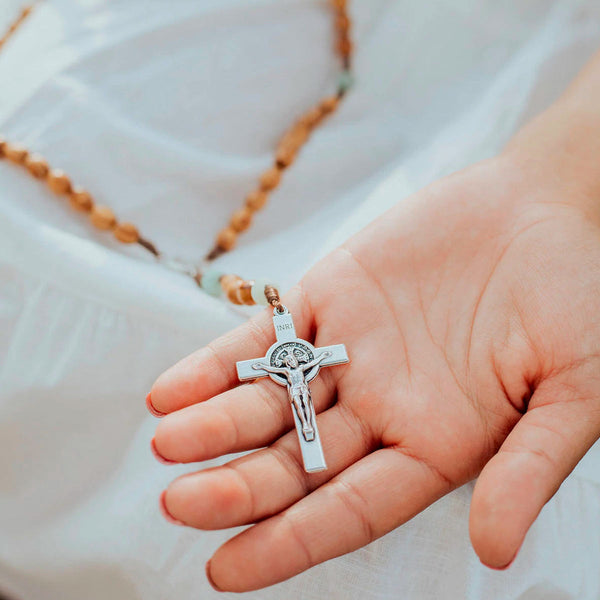 Olive Wood and Amazonite Medjugorje Rosary