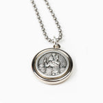 Protection Armor of Faith Necklace close up of St. Christopher side of medal