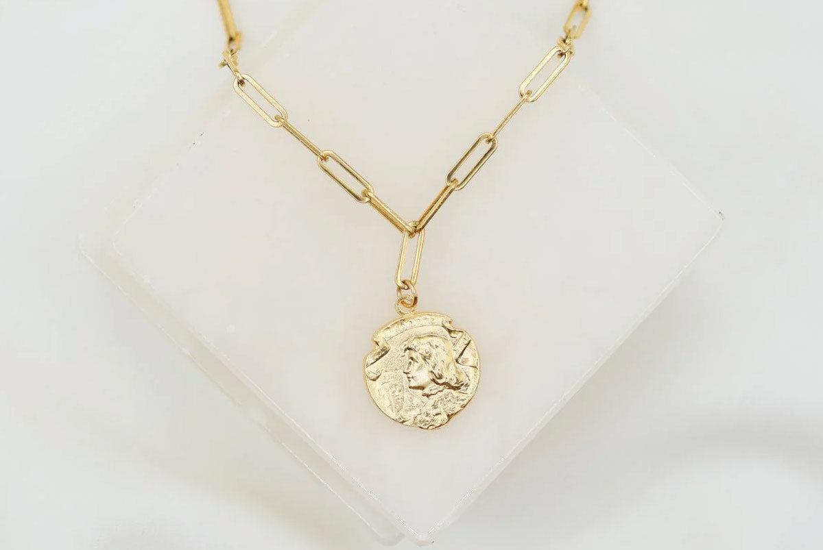 St. Joan of Arc necklace by My Saint My Hero — Catholic courage jewelry