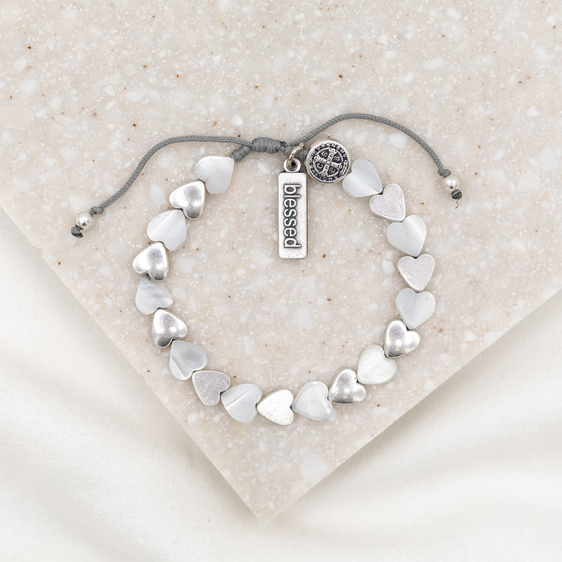 Sisters of the Heart Bracelets - Handwoven Mother of Pearl and