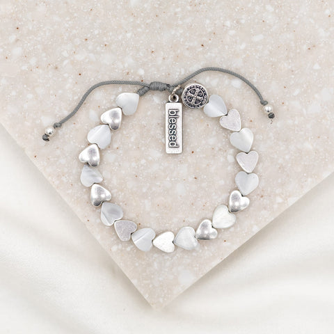 Amazon.com: 925 Sterling Silver Heart Pearl Bracelet Dainty