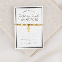 Open Cross Gold Tone Beaded Bracelet