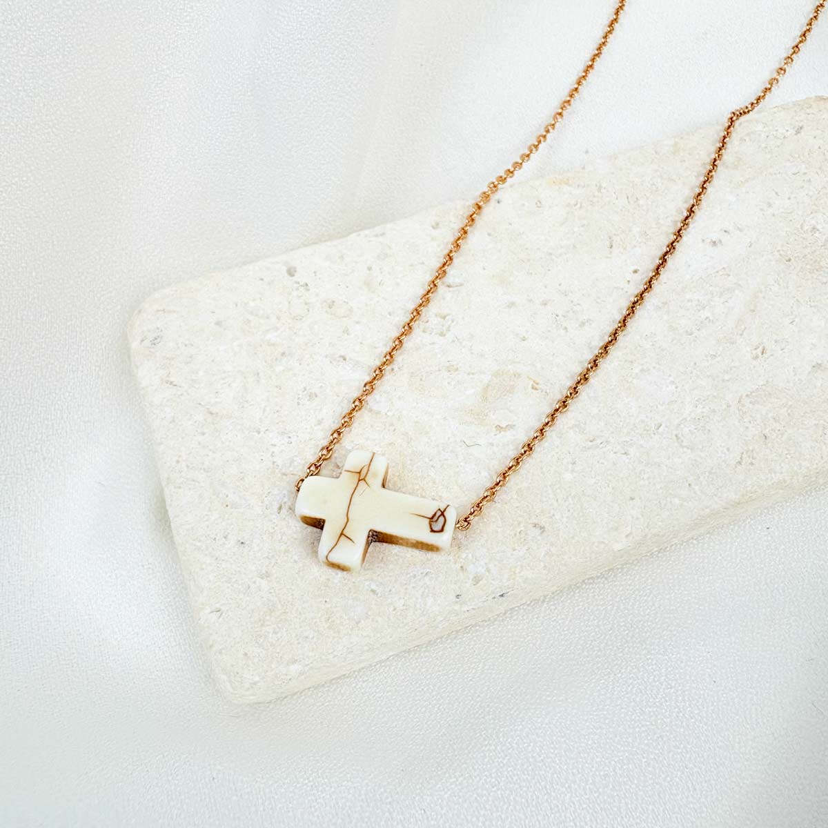 Divine Grace Necklace | Howlite Cross Necklace | My Saint My Hero