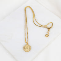 Seek Him Face of Jesus Necklace with gold tone rope chain
