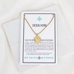 Seek Him Necklace on inspirational card