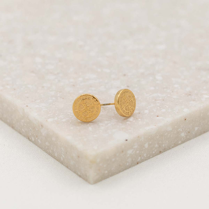 Benedictine Stud Earrings stainless steel gold tone