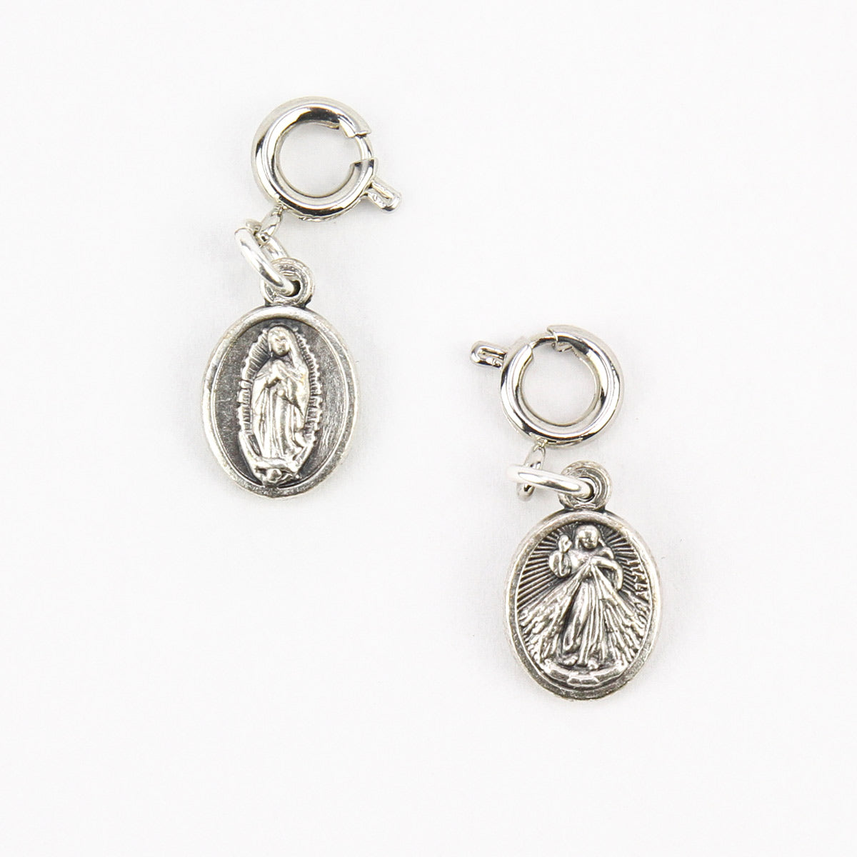 double sided silver tone our lady of guadalupe and divine mercy medal