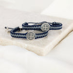 Friends Forever Bracelet Set for Kids in slate and navy cording with silver st. benedict medals