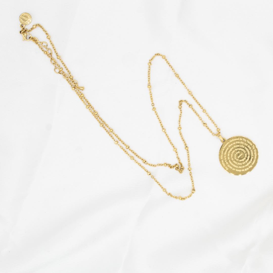 The Lord's Prayer Necklace gold tone with chain