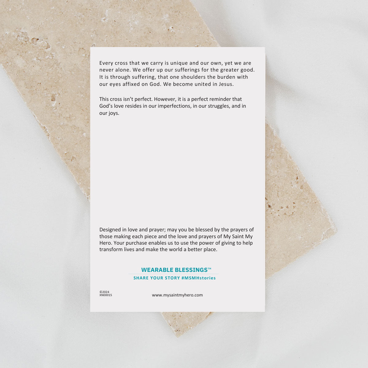 Abide Pearl Cross Necklace card back