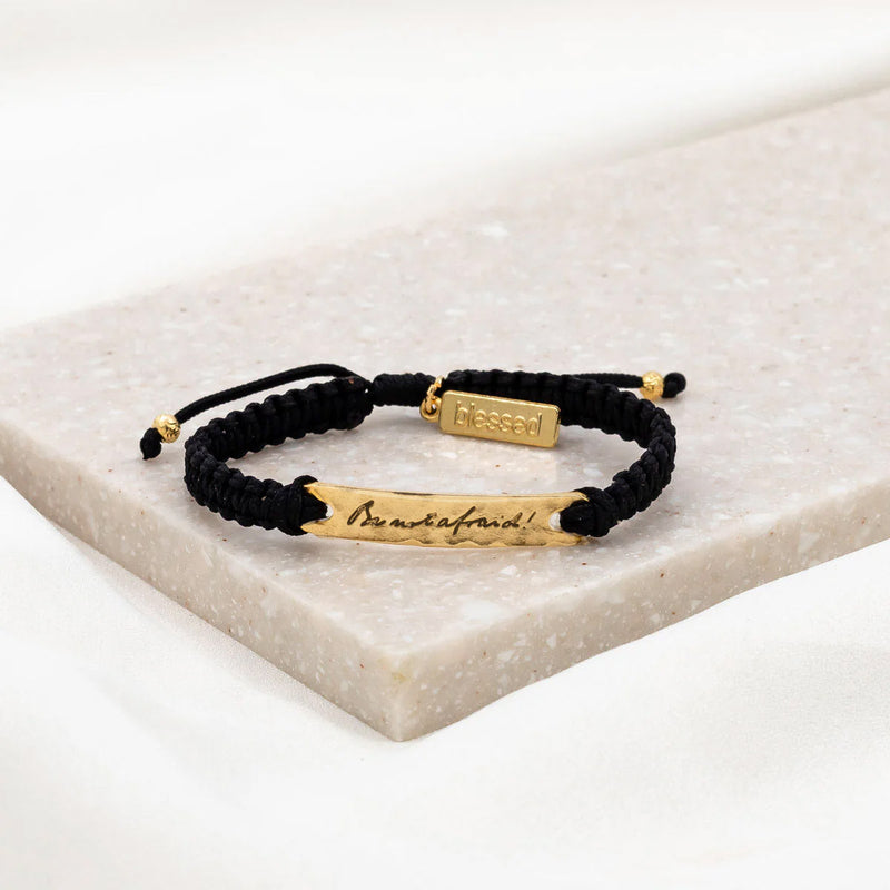 Be Not Afraid Pope John Paul II Bracelet in gold tone with black bracelet cording