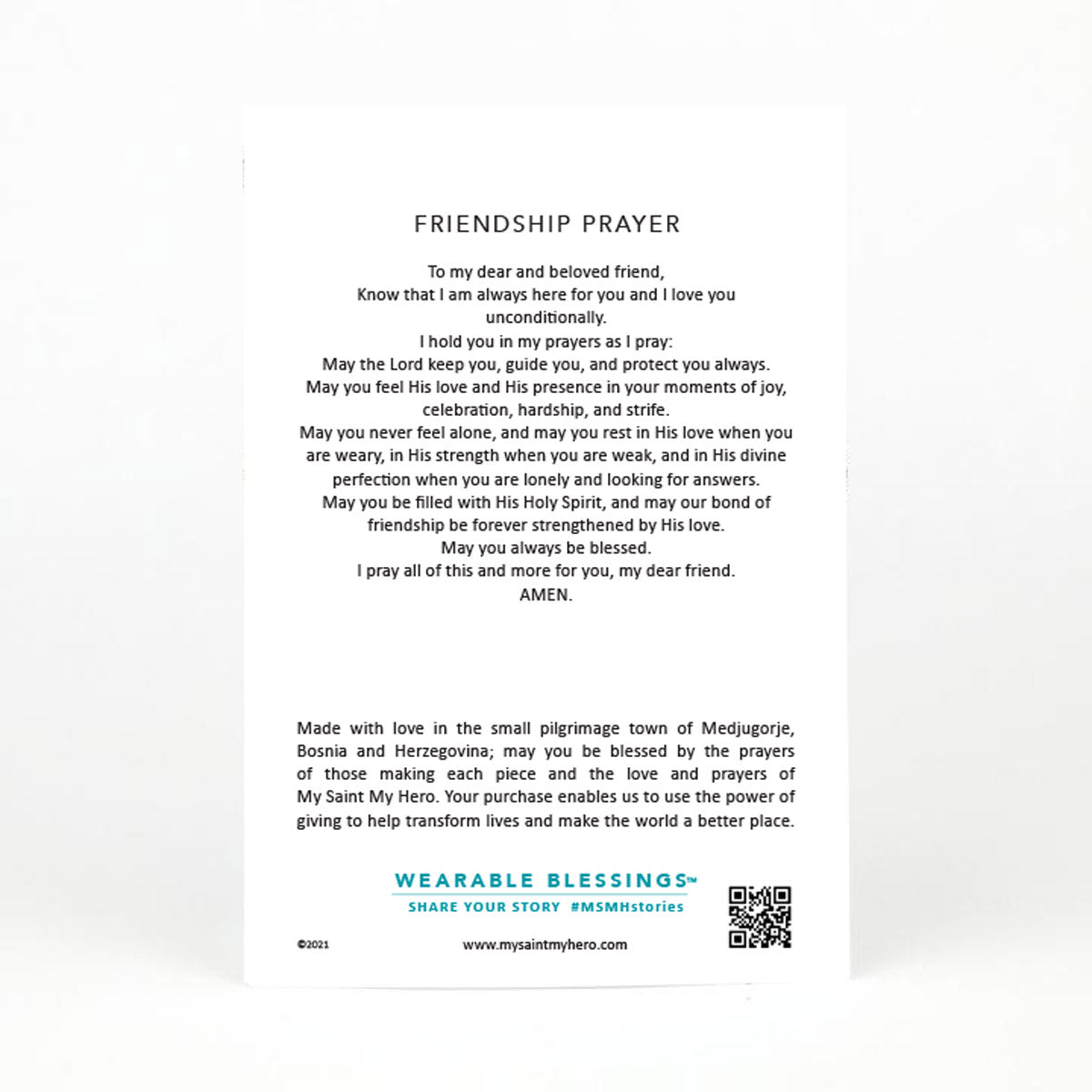 back of Best Friends Blessing Bracelets card