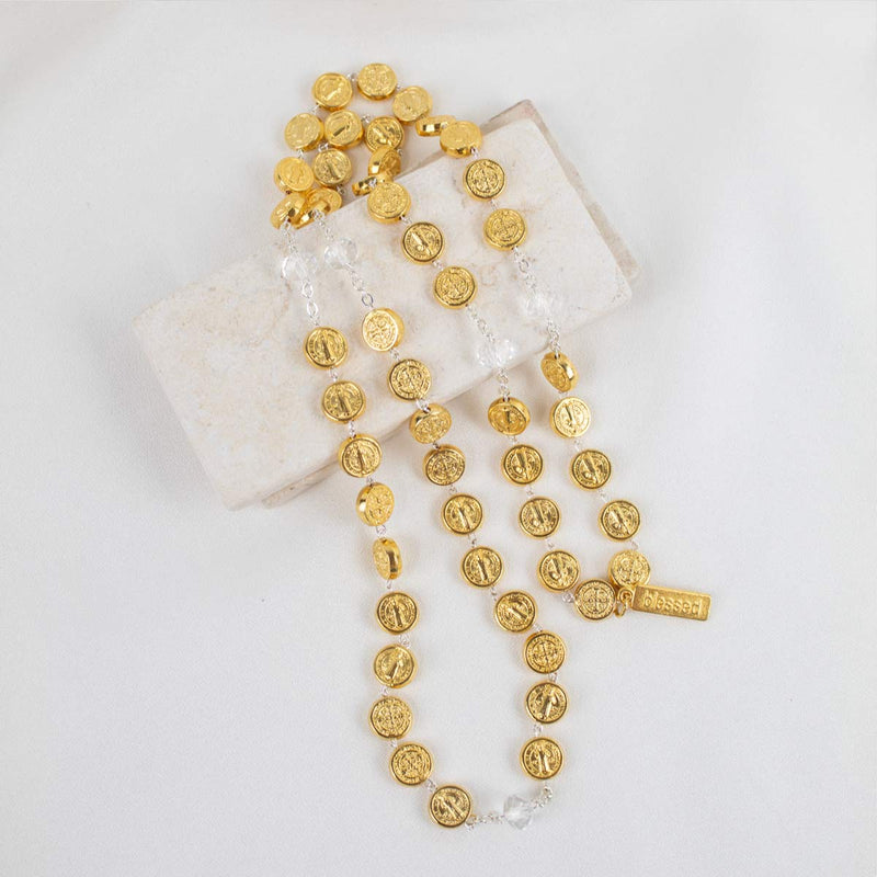 Blessings by the Yard Benedictine & Crystal Necklace