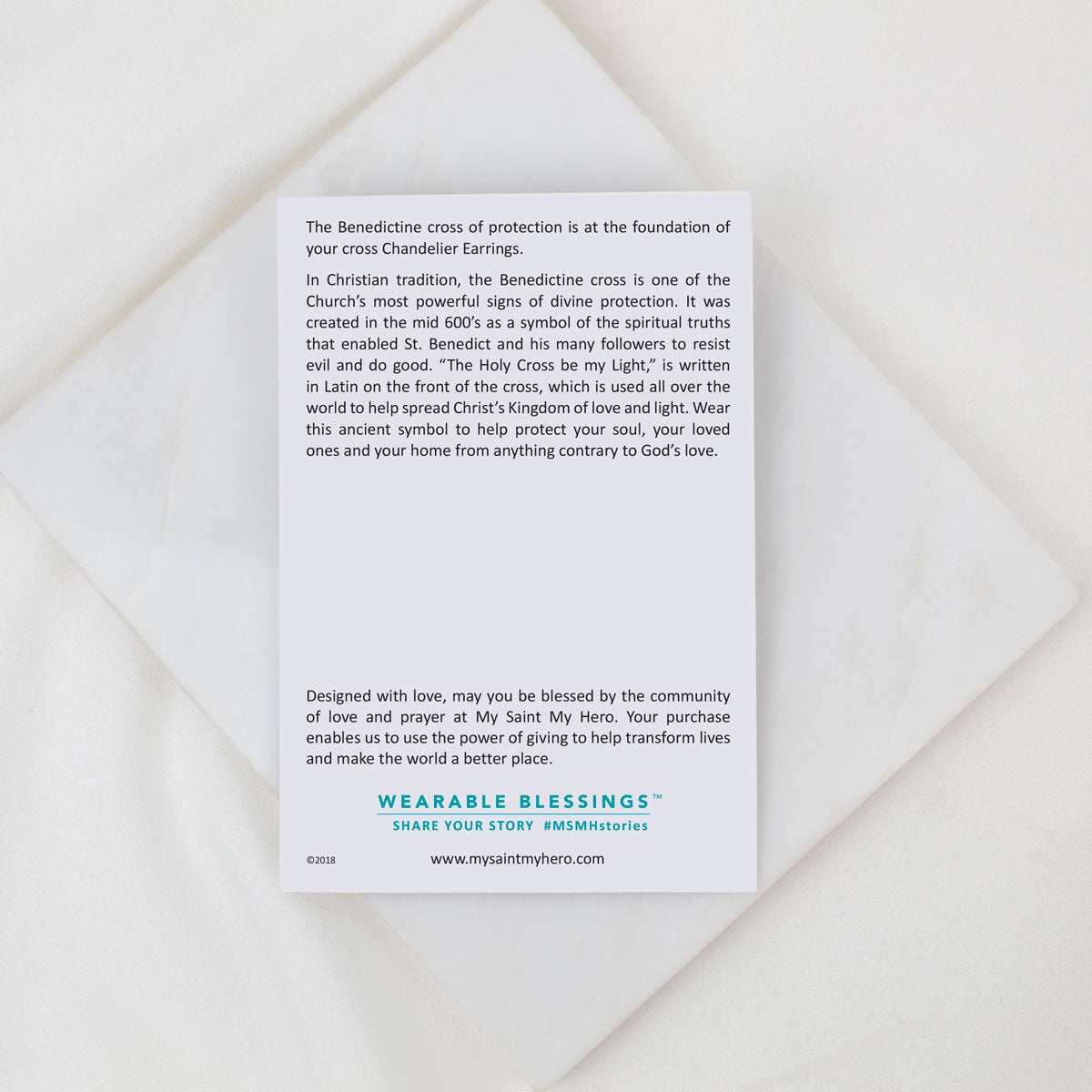 Wearable Blessings card with text on a white background