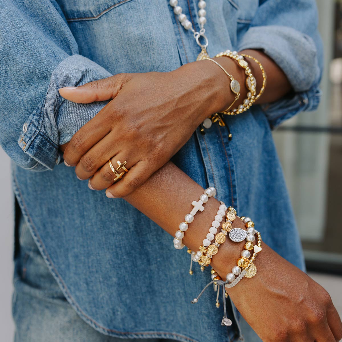 Divine Grace Pearl Cross Bracelet | Christian Jewelry | My Saint