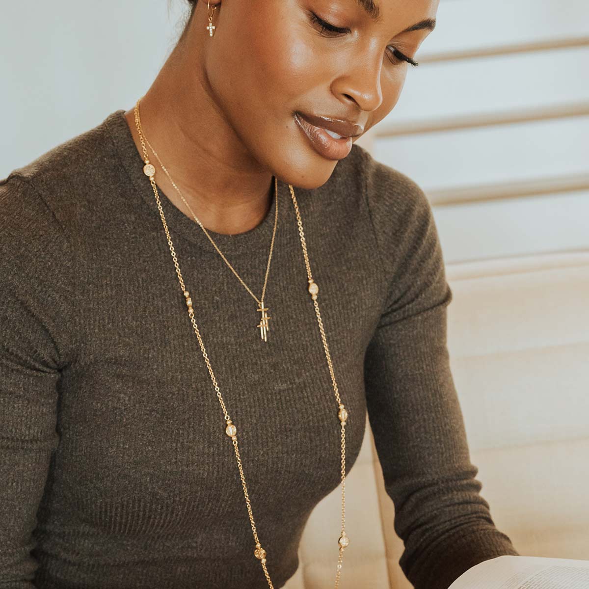 Faithful Light Three Cross Necklace