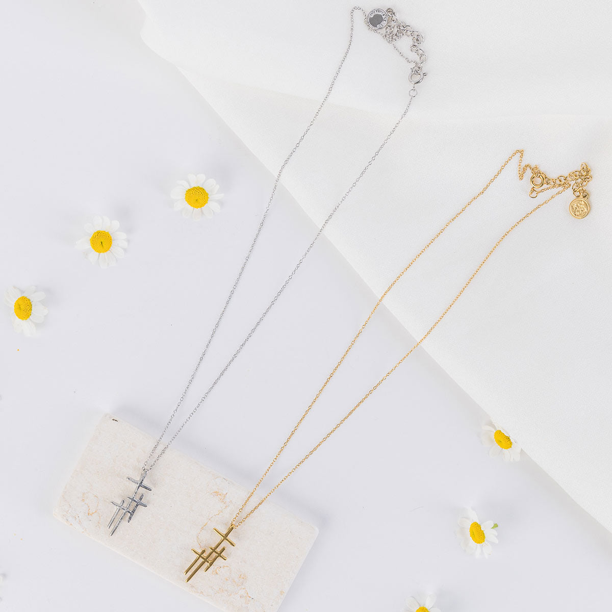 Faithful Light Three Cross Necklace