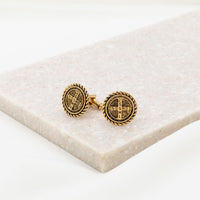 Antique Gold-Tone St. Benedict Cross Cuff Links