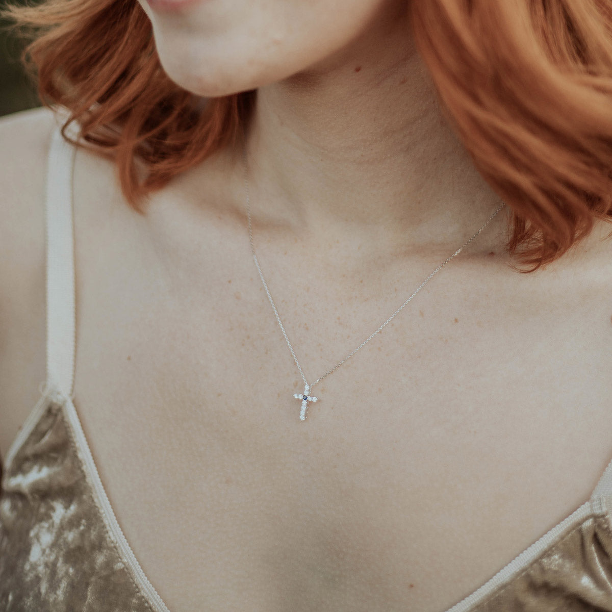 Heart of Mary Diamond and Sapphire Necklace