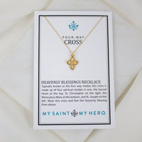 A gold-ton Four-Way Heavenly Blessings Necklace on a product card