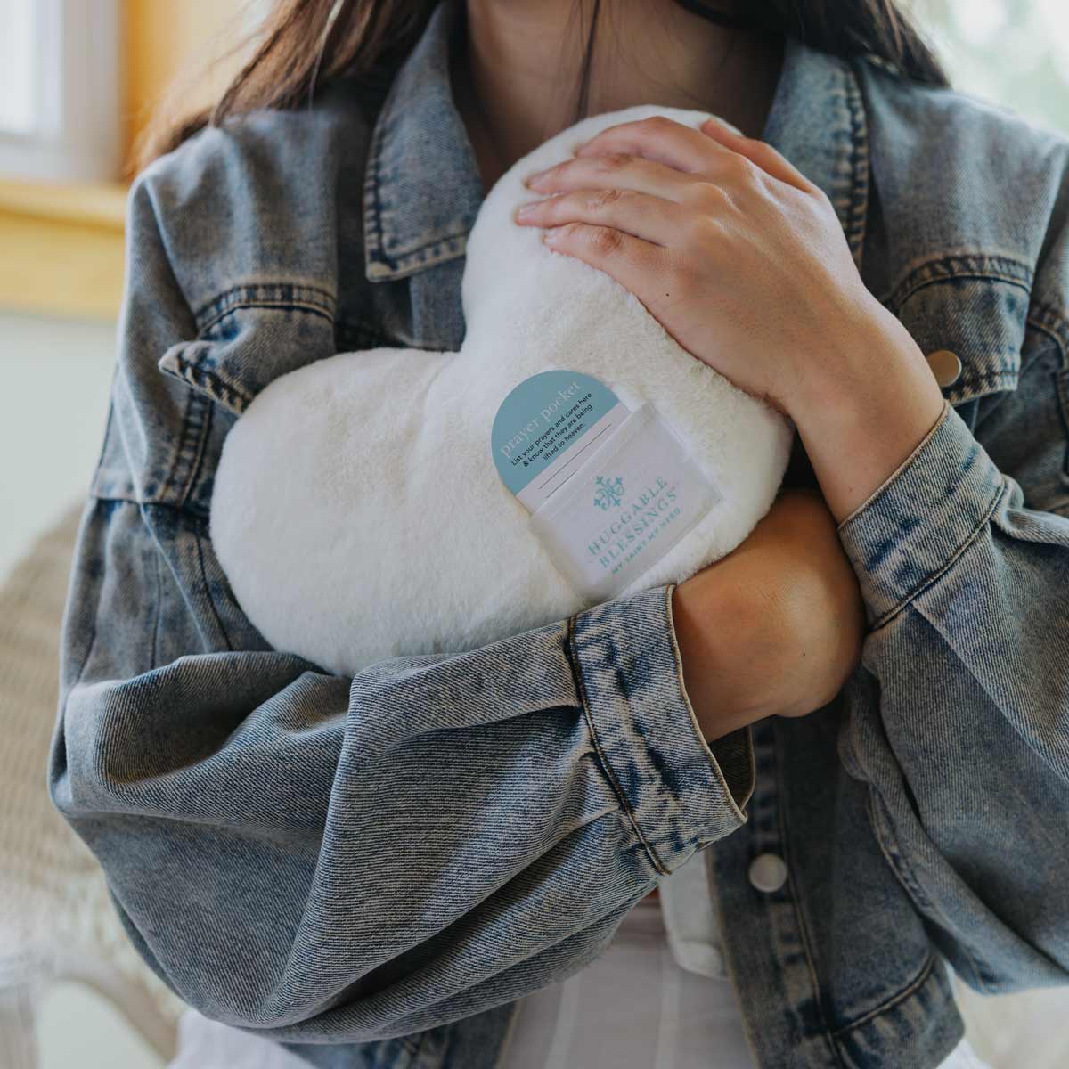 Huggable Weighted Prayer Pillow | Heart & Cross | Comfort Gift
