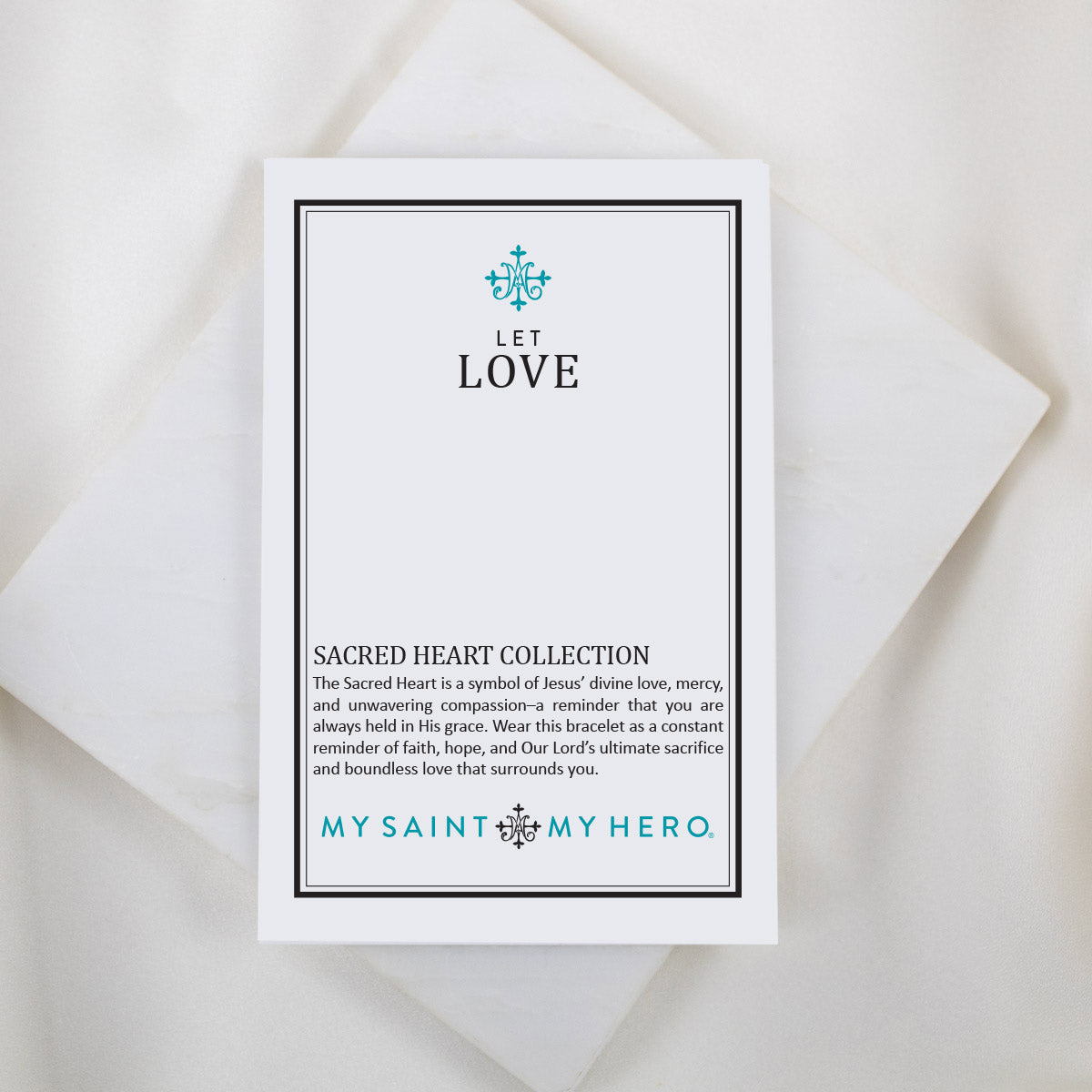 Card with text and logo on a white background