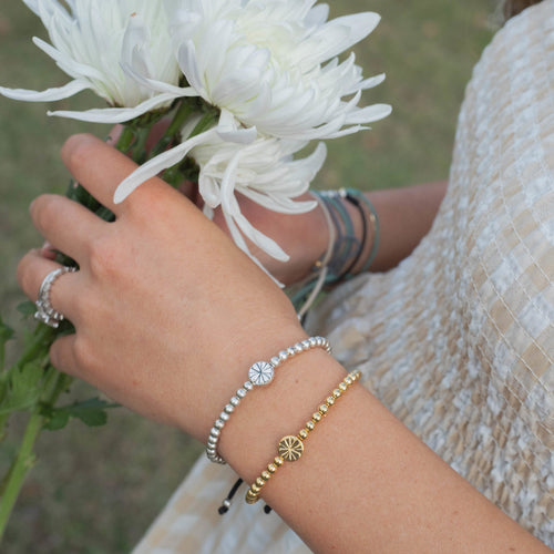 The Little Flower Bracelet Beaded Bracelets in gold and silver