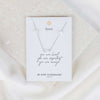 Silver Chain with Mother of Pearl Petite Hearts Necklace on an inspirational product card