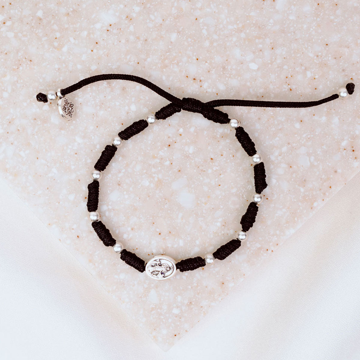 Mary Undoer of Knots Novena Prayer Bracelet black cording silver medals