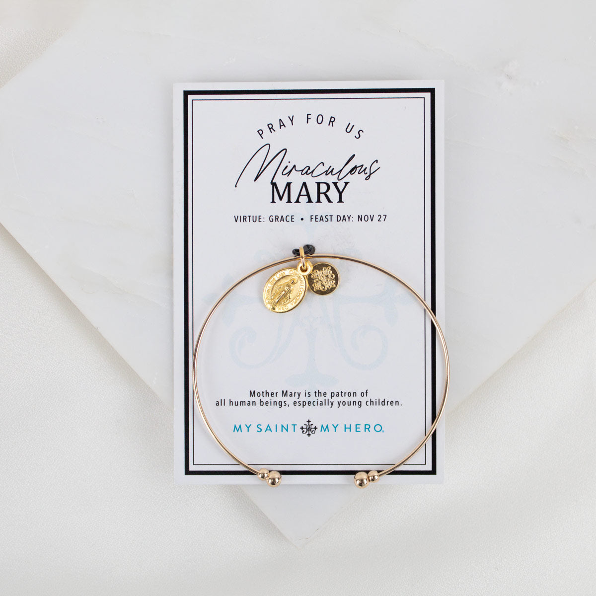 Miraculous Mary Whisper Bangle Cuff in gold tone