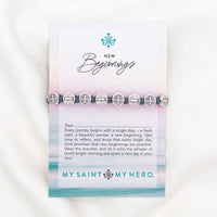 New Beginnings Benedictine Blessing Bracelet slate cording silver tone medals