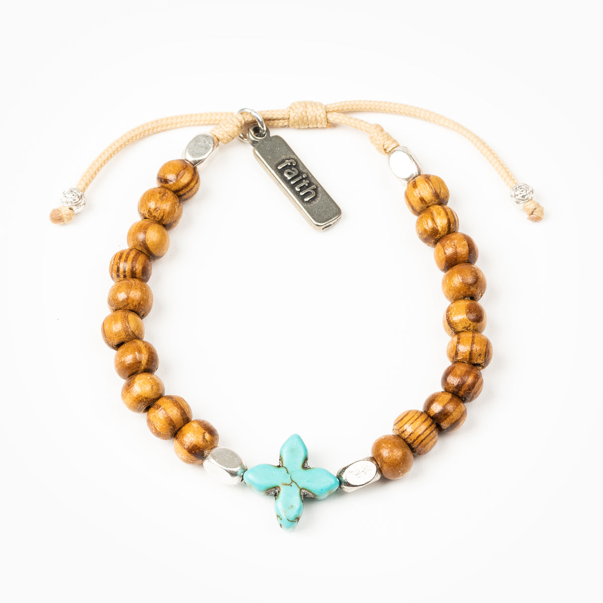 Grounded in Faith Olive Wood Bead Bracelet