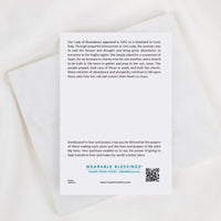 Our Lady of Abundance inspirational product card front with story of Our Lady of Abundance