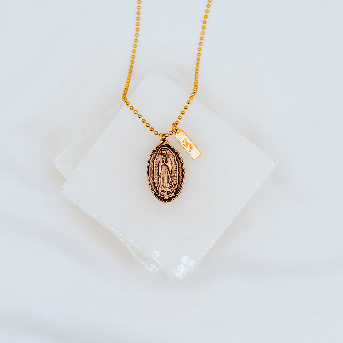 Oval Diamond-Cut Our Lady of Guadalupe Pendant in 10K Gold | Zales