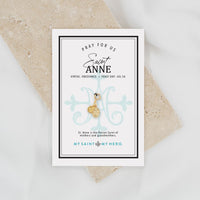 Saint Anne Medal gold tone on inspirational card