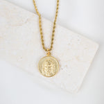 Seek Him Necklace - Face of Jesus Wearable Blessing in gold tone with rope chain