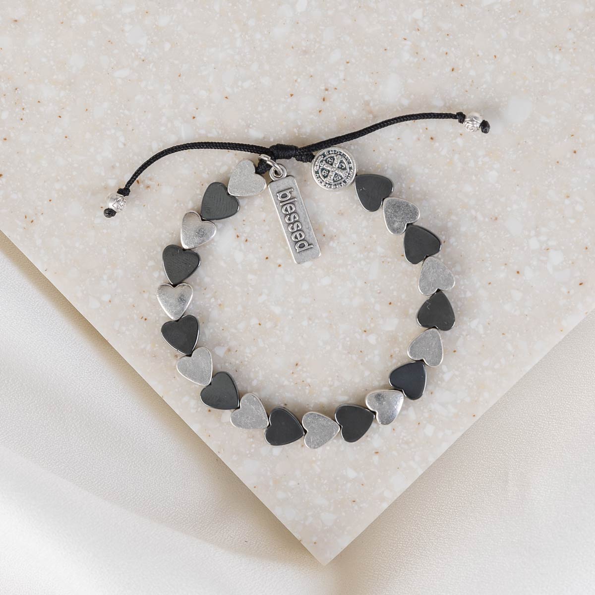 Sisters of the Heart Bracelets - Handwoven Hematite Hearts – My 