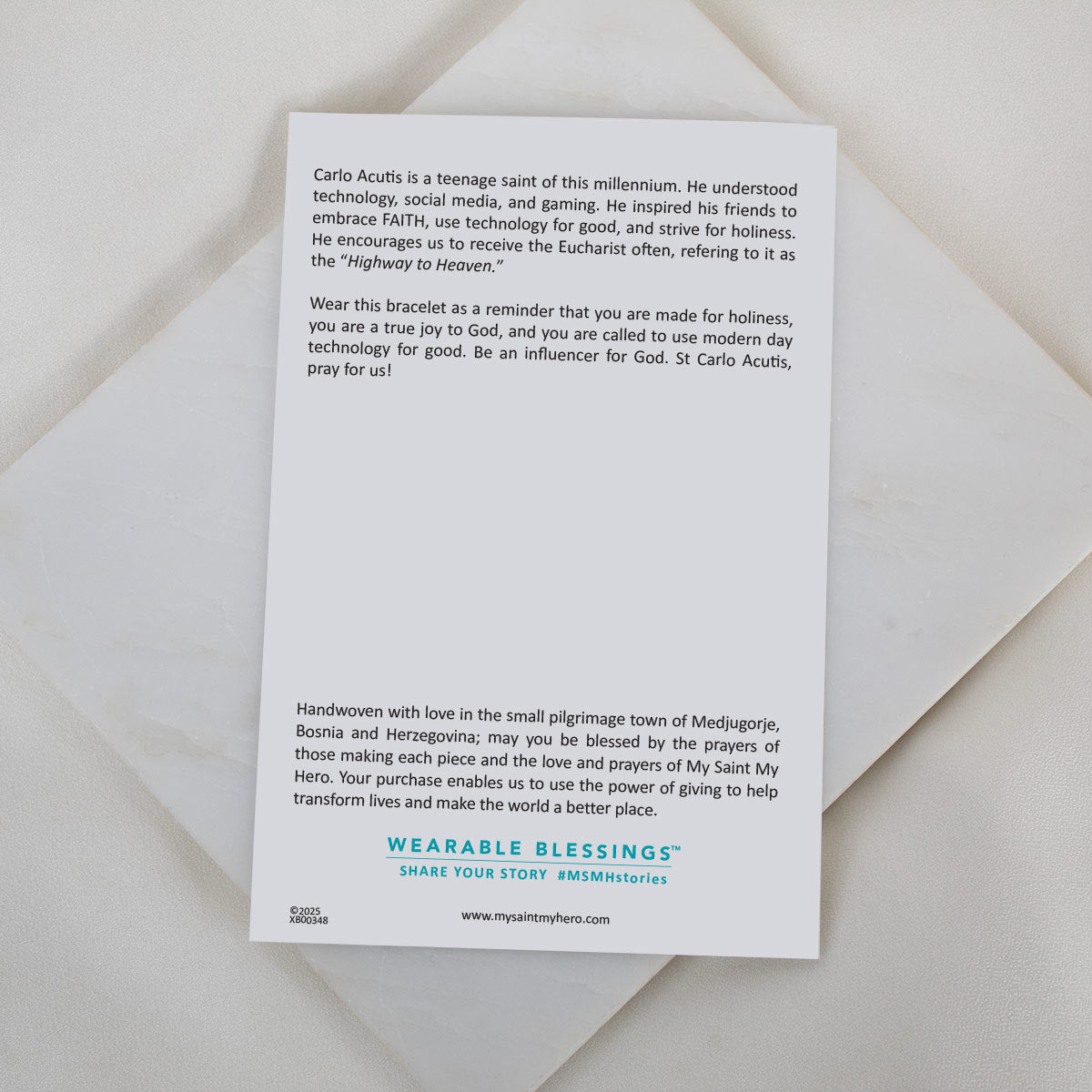 St. Carlo Acutis Blessing Bracelet for Kids product card back