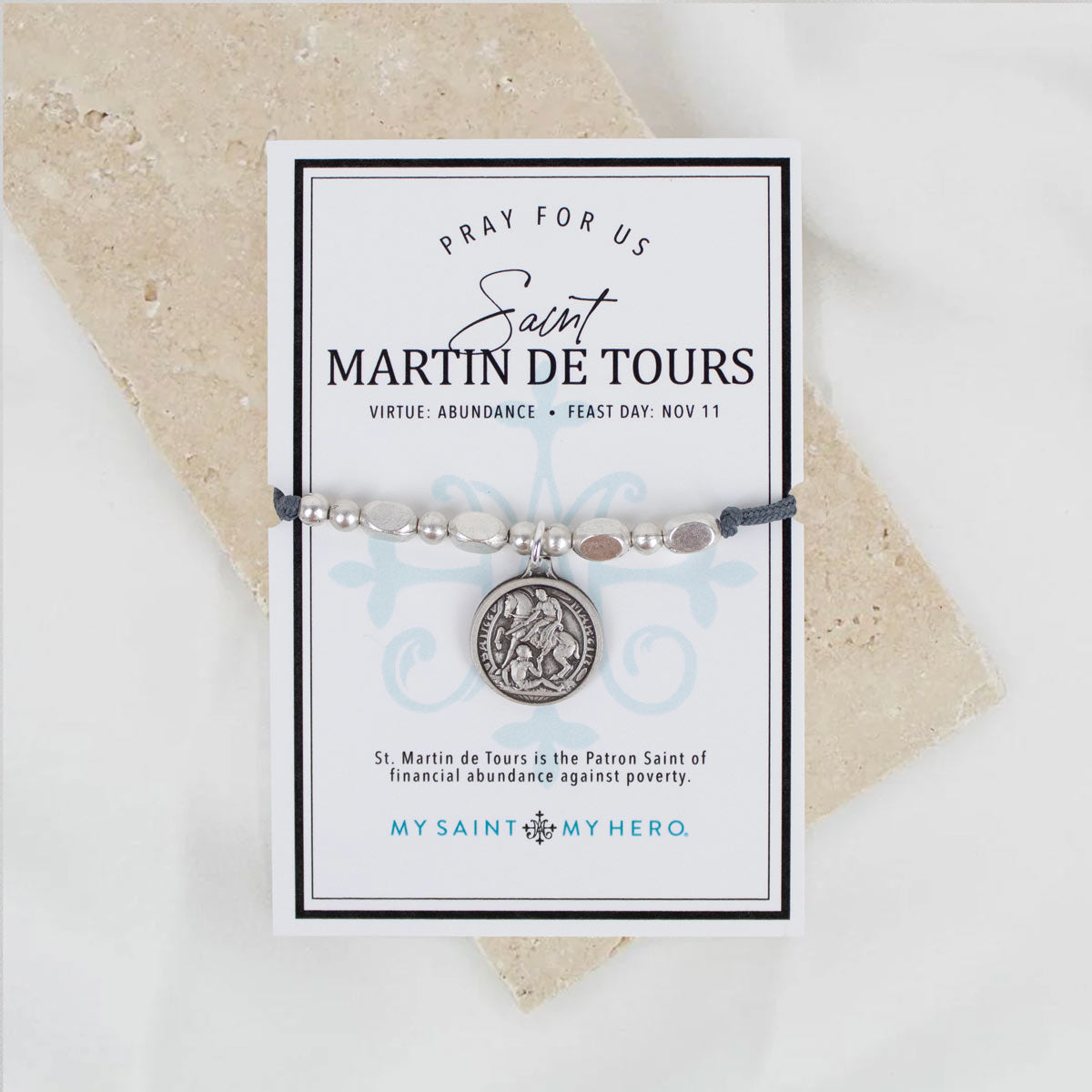 St. Martin de Tours Little Saints Bracelet on card