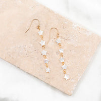 Five Mother of Pearl Stars on gold filled earring wires