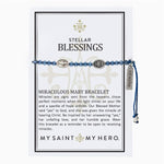 Stellar Blessings Miraculous Mary Crystal Blessing Bracelet comes on an inspirational card with the story of Saint Faustina and the Miraculous Medal