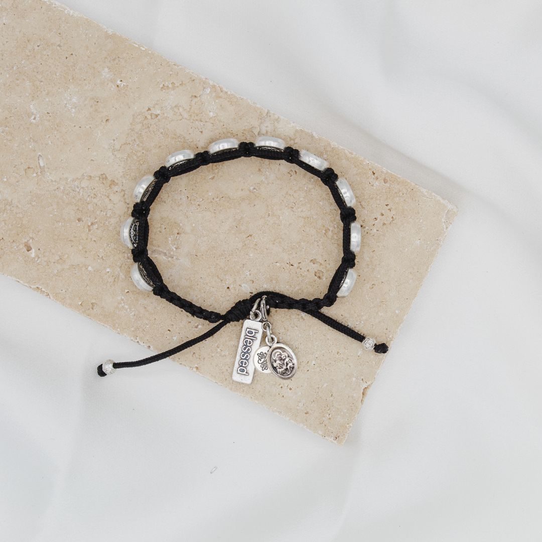 St. Joseph Medal on woven blessing bracelet