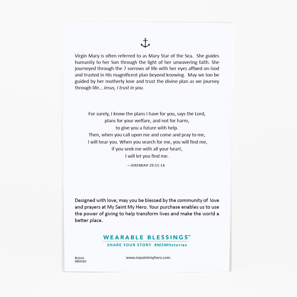 back of the trust the journey product card with Bible verse